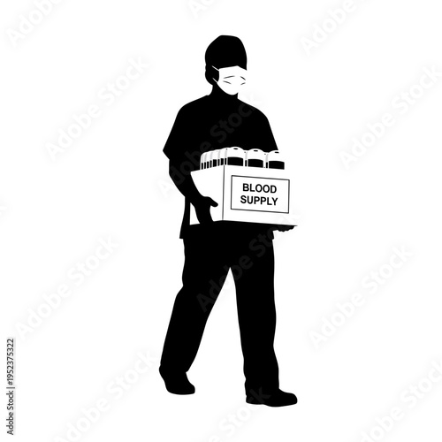 Man carrying blood supply box.