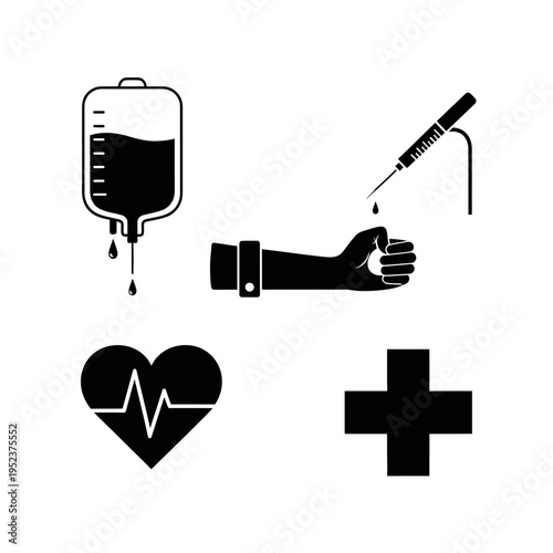 Medical Health Care Blood Donation Symbols.