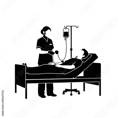 Nurse attending to hospital patient.