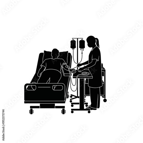 Nurse attending to hospital patient.