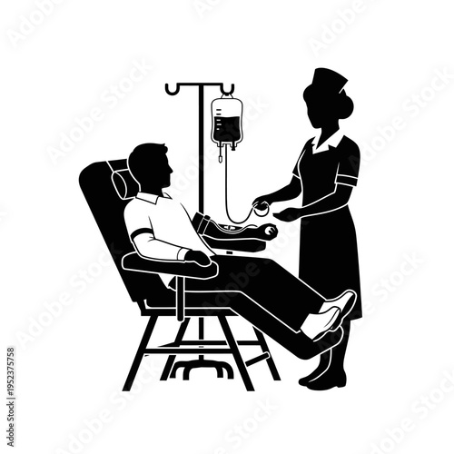 Nurse giving patient an IV drip.