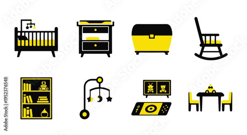 Set of 8 baby nursery icons vector