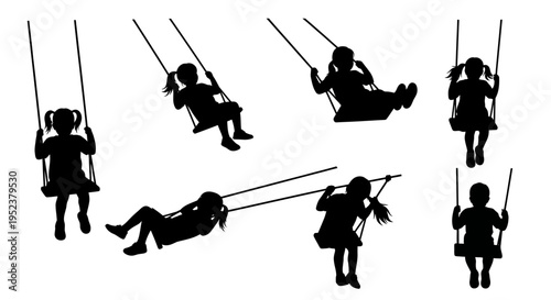 Children Swinging Silhouettes: Joyful Play and Childhood Freedom