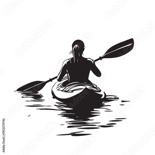 silhouette of a woman in kayak