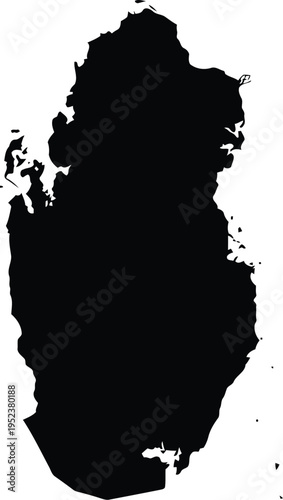 Black silhouette of the qatar map on a plain white background for design projects.