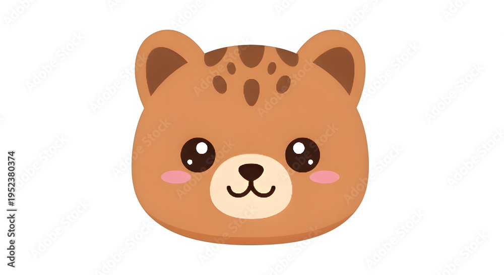 Fototapeta premium Cute bear head emoji illustration for icon design.