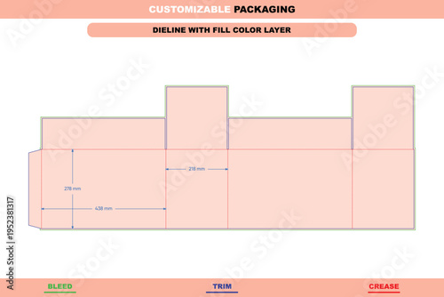 Bottomless cardboard box dieline customizable printable packaging template structural design and editable professional premium carton die line pack