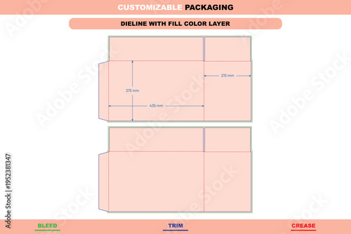 Bottomless cardboard box dieline packaging template for customizable retail shipping use featuring high quality structural printable carton and editable professional die line