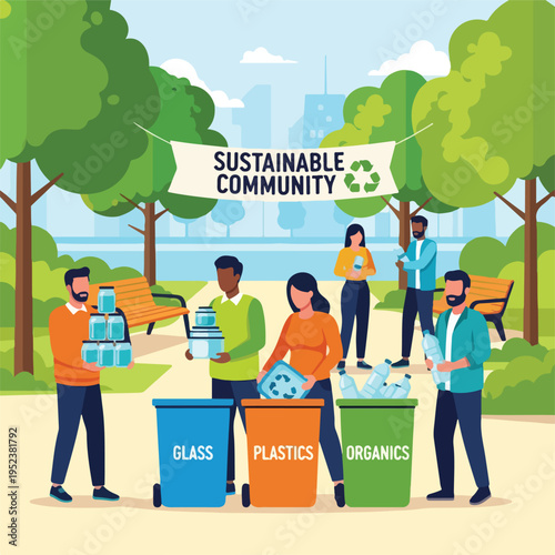 People sorting recyclable materials outdoors 1.