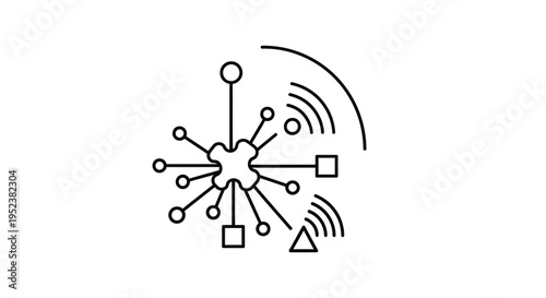 Abstract network connection, data flow, and communication concept icon