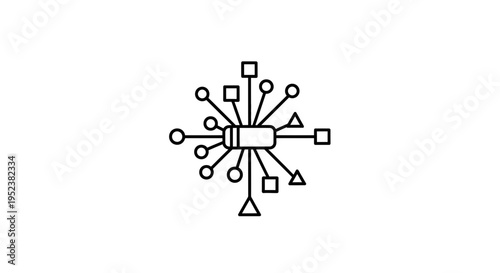 Abstract Network Connection, Data Flow, Digital Technology, Hub and Spoke, Communication