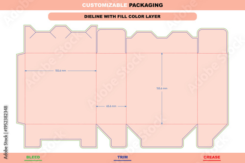 Customizable pin style tuck end box dieline vector product packaging template structural carton editable die line durable sustainable printable folding carton design for production