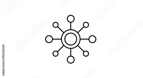 Abstract network connection, hub and spoke, decentralized system, nodes and links