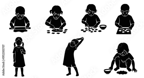 Children's Baking Activities: Rolling Dough, Cutting Cookies, Decorating, Stretching