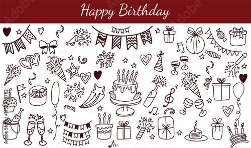 Doodle vector happy birthday collection