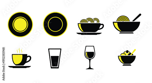 Set of 8 food and drink icons vector