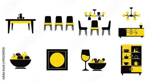 Set of 9 modern furniture icons vector