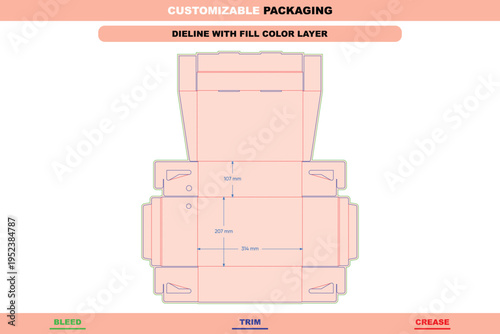Folding paper shoe box packaging dieline editable carton template structural customizable die line sustainable production for retail ready folding printable pack solution