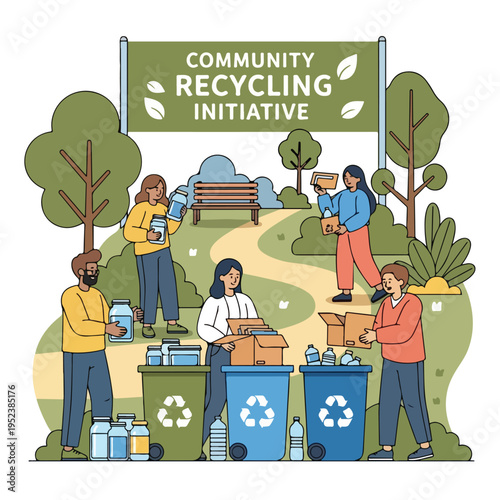 People recycling community initiative together.