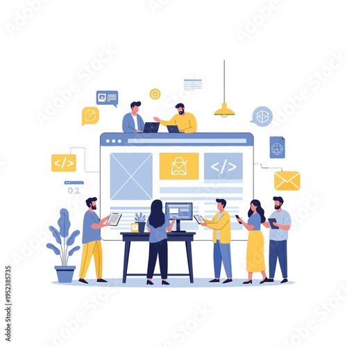 A group of people working together on a large computer screen