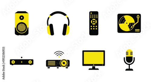 Set of 8 audio equipment icons vector