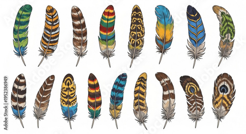 Vibrant set of imaginative floating islands with enchanting waterfalls, lush trees, and charming castles, ideal for fantasy game design and creative digital projects