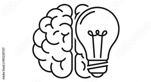 A stylized illustration of a human brain combined with a lightbulb
