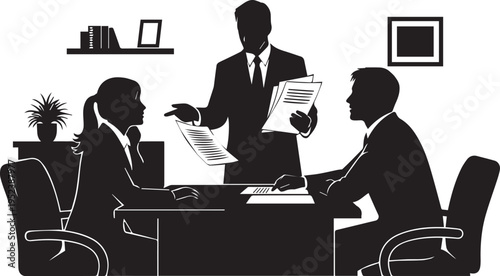 Business Meeting Silhouette Office Teamwork Concept Vector Illustration