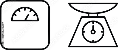 weight scale outline icon set vector illustration 