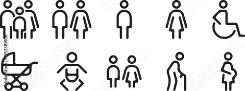 people black outline icon set vector illustration 