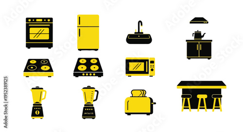 Set of 10 kitchen appliances icons vector