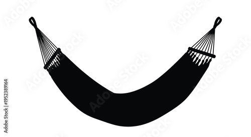 Black hammock hanging between two points a striking silhouette