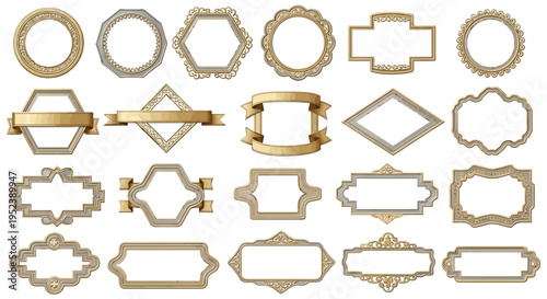 Collection of ornate vintage frames and borders, decorative elements for design
