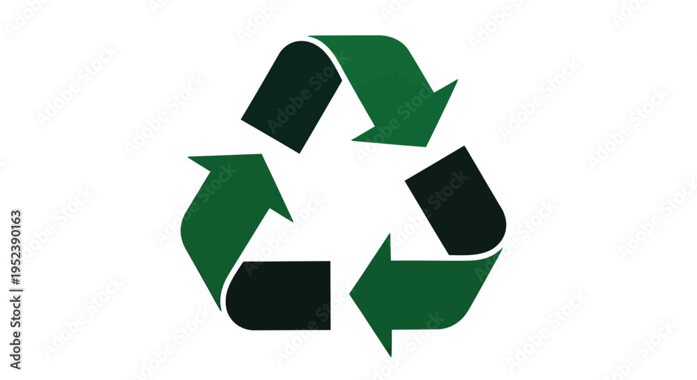 Obraz premium Green recycle symbol against a light gray background silhouette