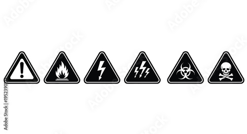 A collection of warning signs in black a striking silhouette