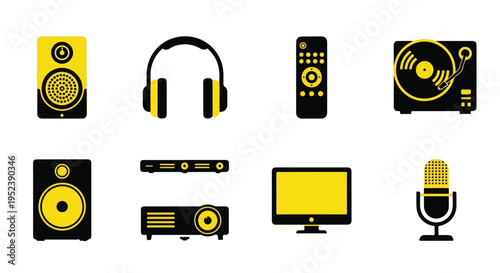 Set of 8 audio equipment icons vector