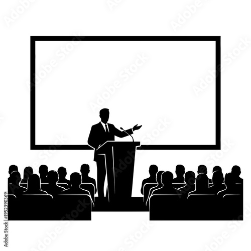 Businessman Giving Presentation to Audience in Conference.