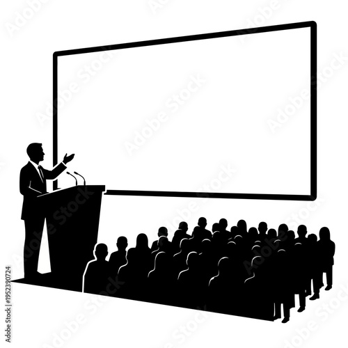 Man Giving Presentation to Audience in Conference.