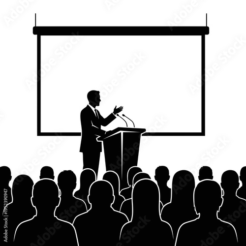 Businessman Giving Presentation to Audience.