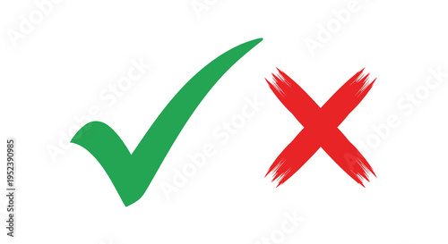 Green checkmark and red x symbols presented as a bold silhouette