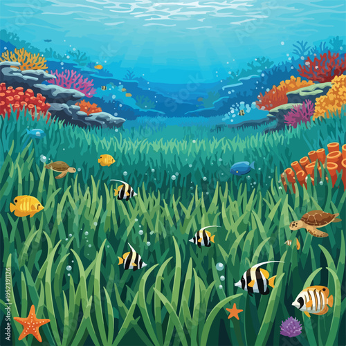 Colorful Fish Swimming in Sea Grass 8.