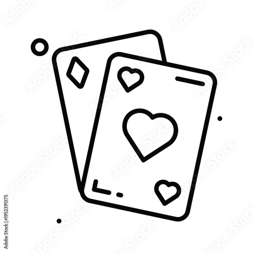 A line icon of poker cards used for playful prank concept