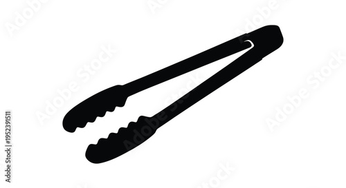 Black kitchen tongs isolated on a white background a striking silhouette