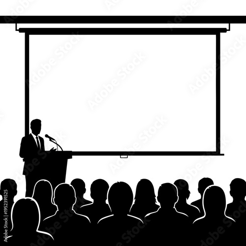 Businessman Giving Presentation to Audience in Meeting.