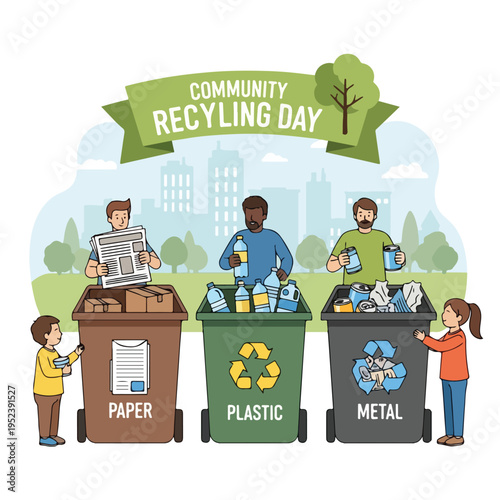 Recycling bins for paper plastic metal 1.