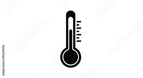Black thermometer icon displaying moderate temperature simple silhouette