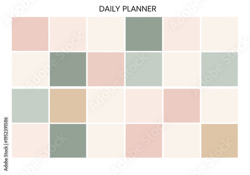 Modern daily planner template with pastel color block grid for personal organization and scheduling tasks, clean digital design