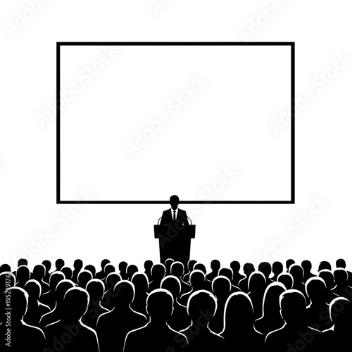 Businessman presenting to a large audience.