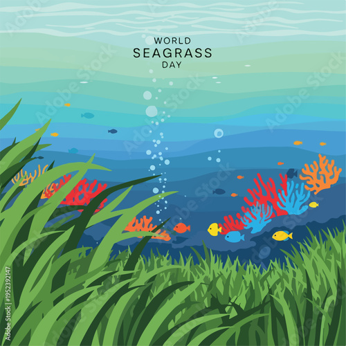 Colorful Fish Swimming in Seagrass Ecosystem.