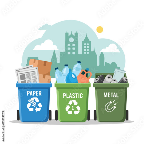Recycling bins for paper plastic metal 2.